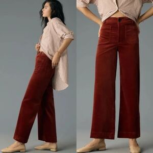 Anthropologie / Maeve Colette Corduroy Crop Pants Wide Leg Cinnamon, 28 P